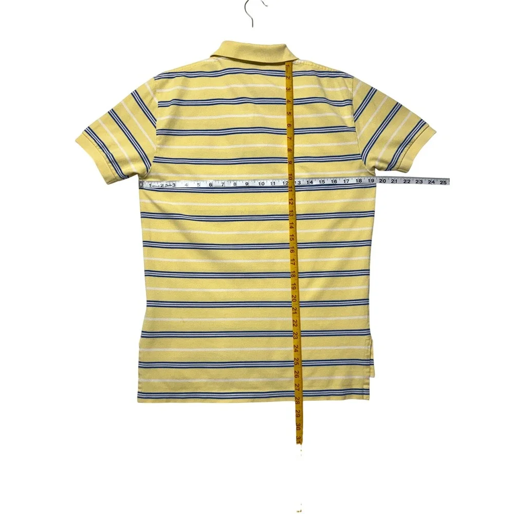Polo Ralph Lauren Mens S Yellow Blue Striped Cotton Mesh Polo Shirt